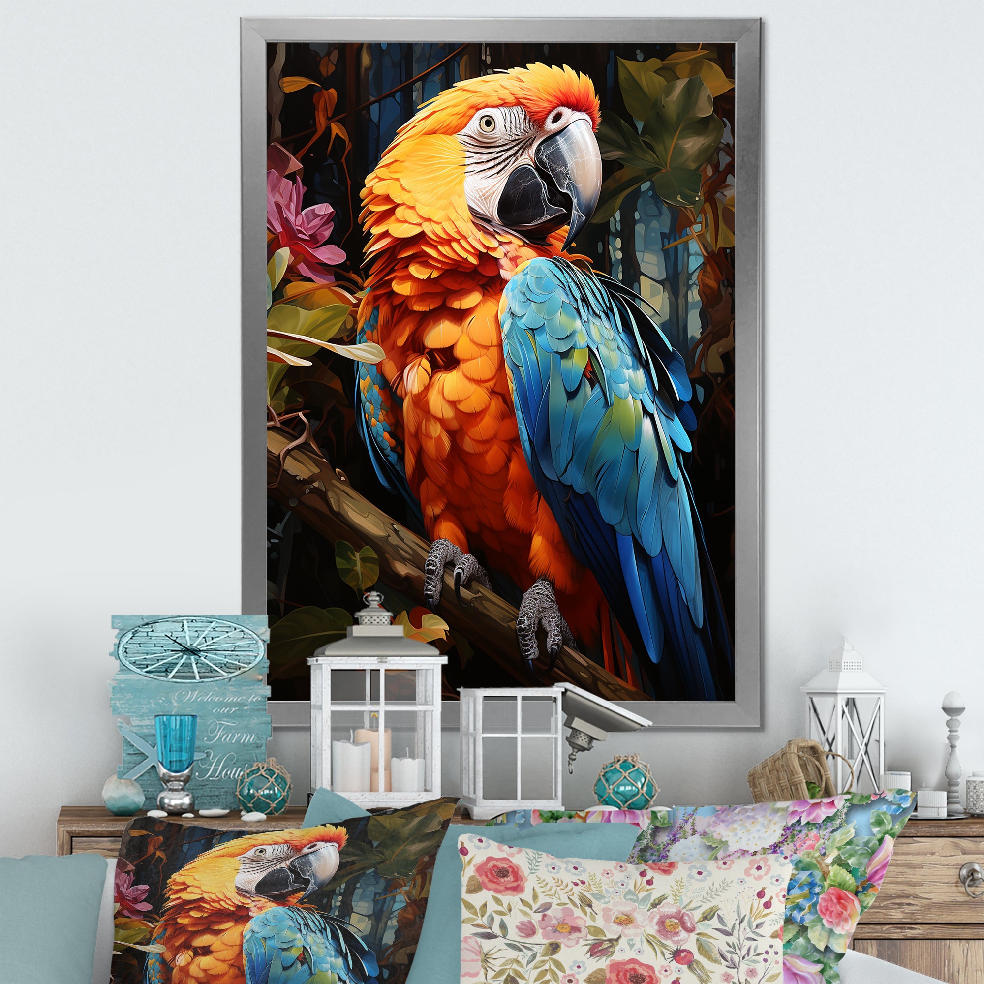 Parrot Tropical Jungle Euphony - Parrot Wall Art Prints
