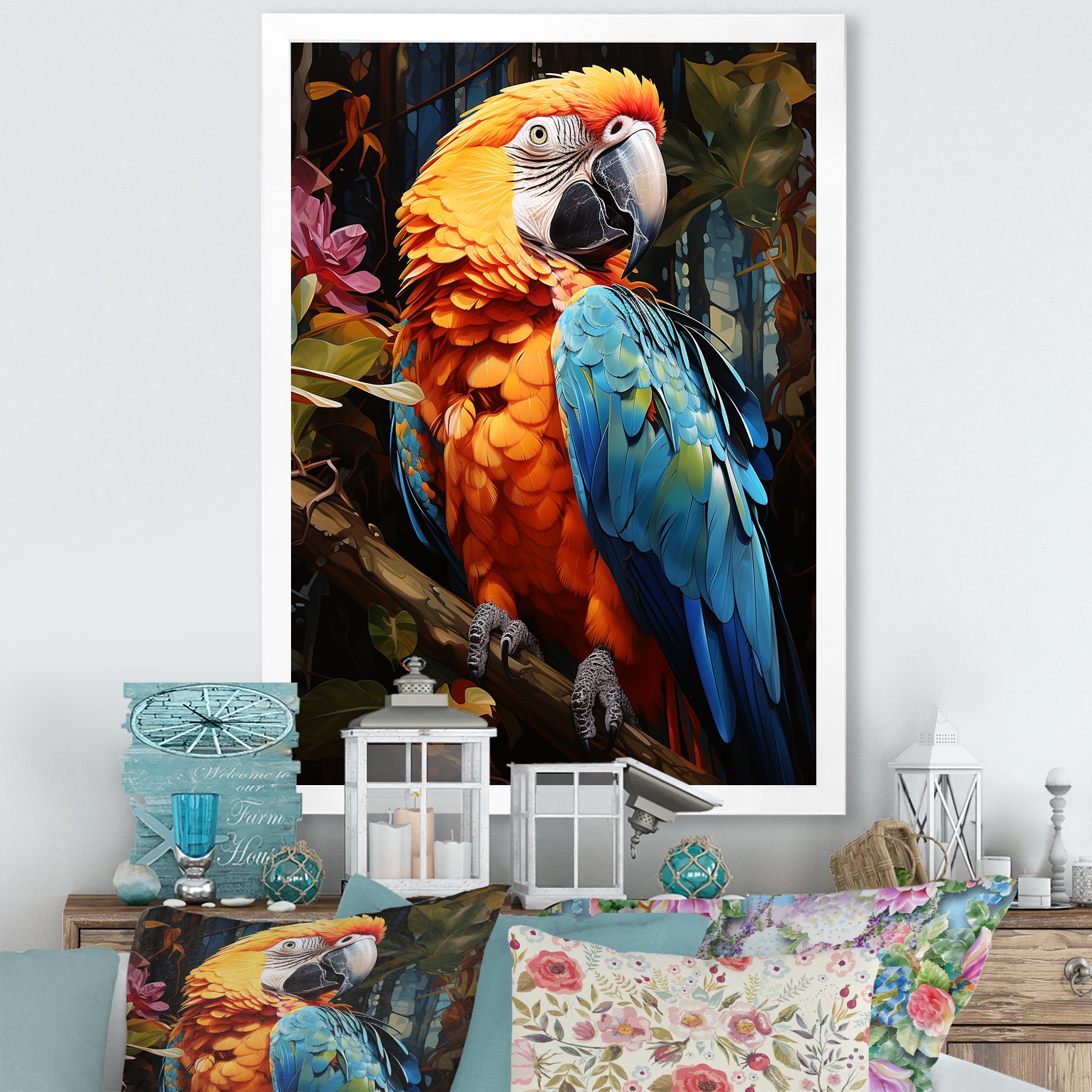 Parrot Tropical Jungle Euphony - Parrot Wall Art Prints