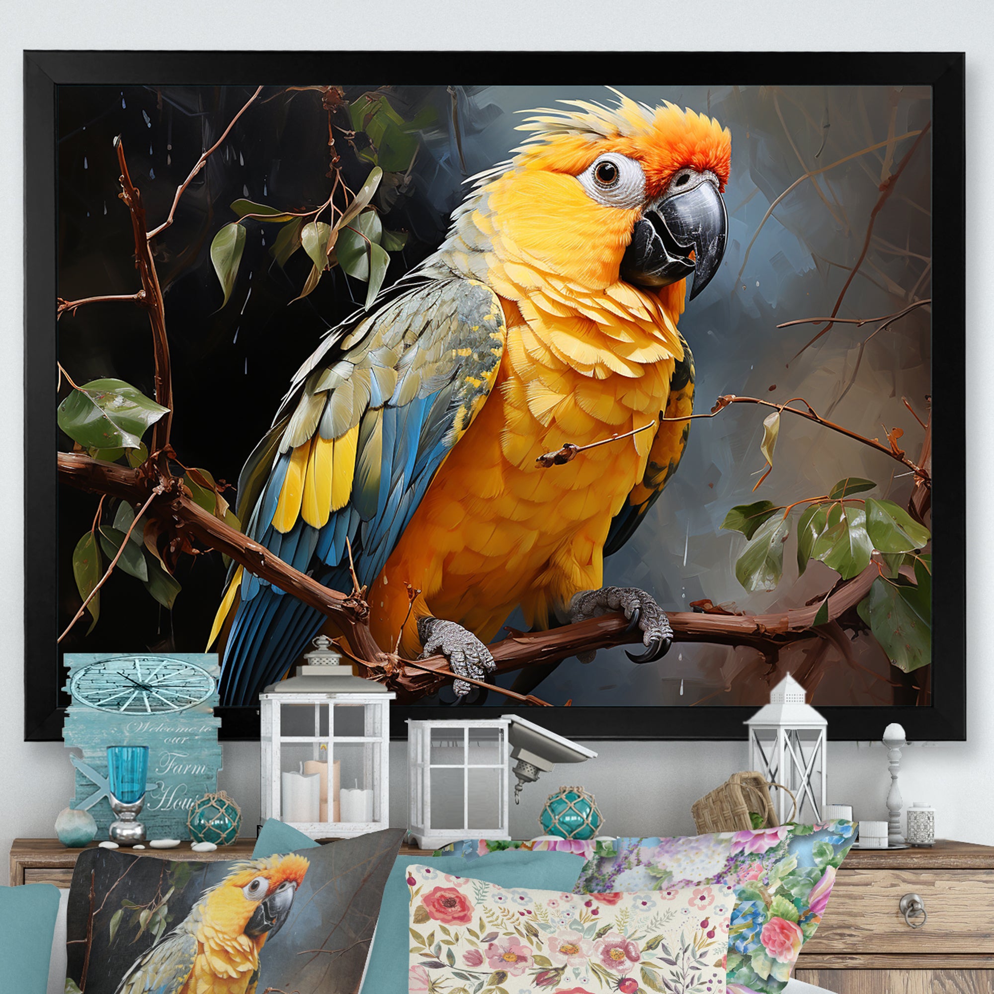 Parrot Tropical Harmony - Yellow Parrot Wall Art