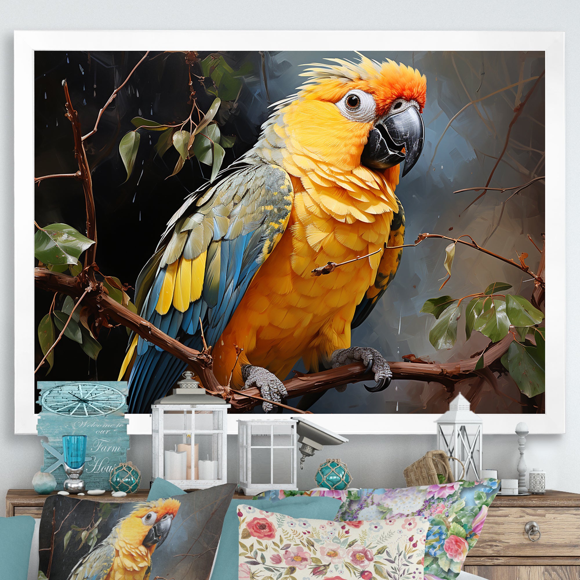Parrot Tropical Harmony - Yellow Parrot Wall Art