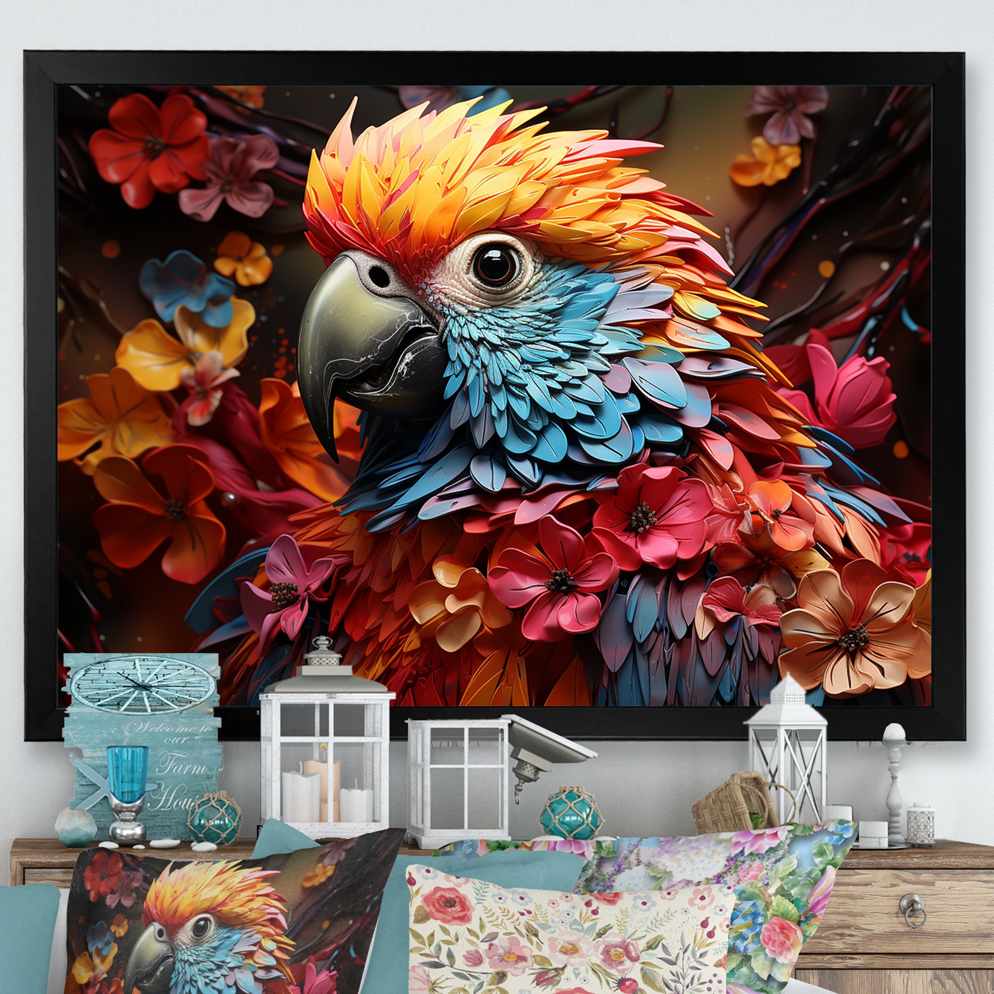 Parrot S Tropical Rhapsody - Parrot Large Canvas Wall Art