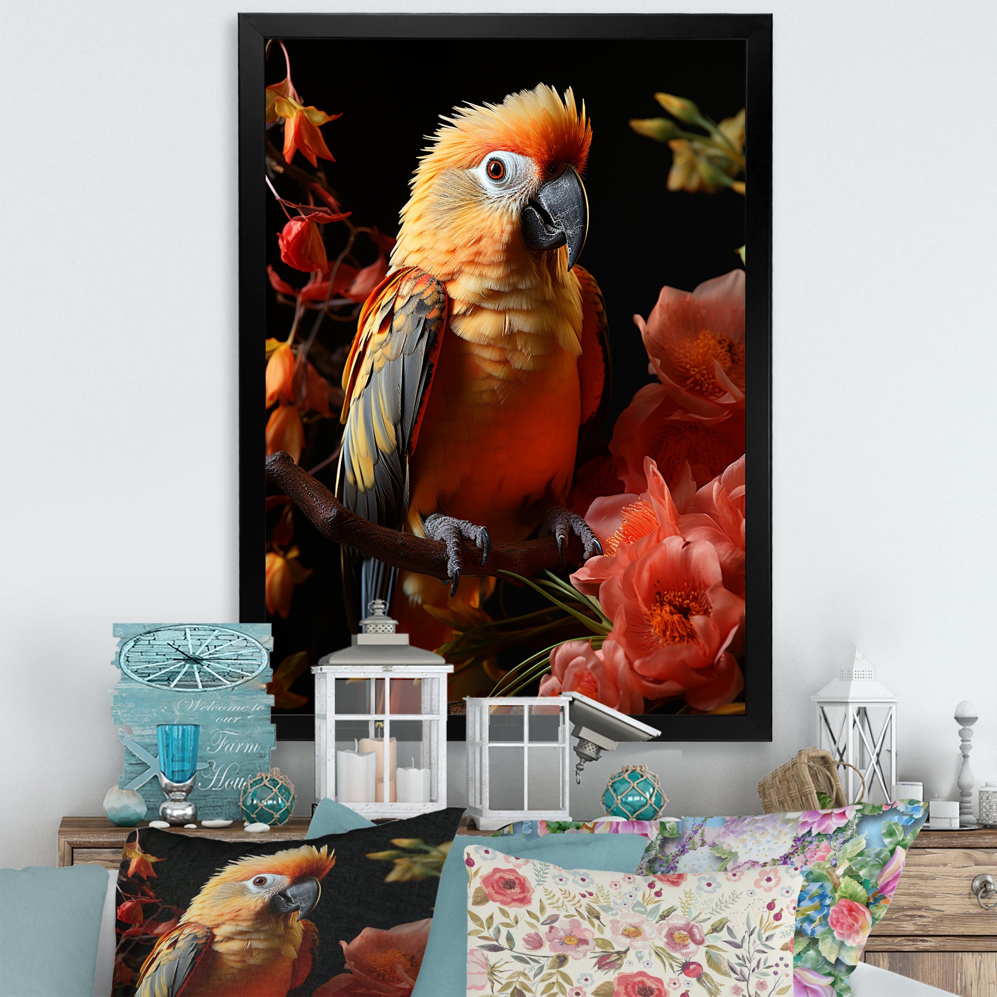 Parrot S Tropical Serenade - Parrot Living Room Wall Art