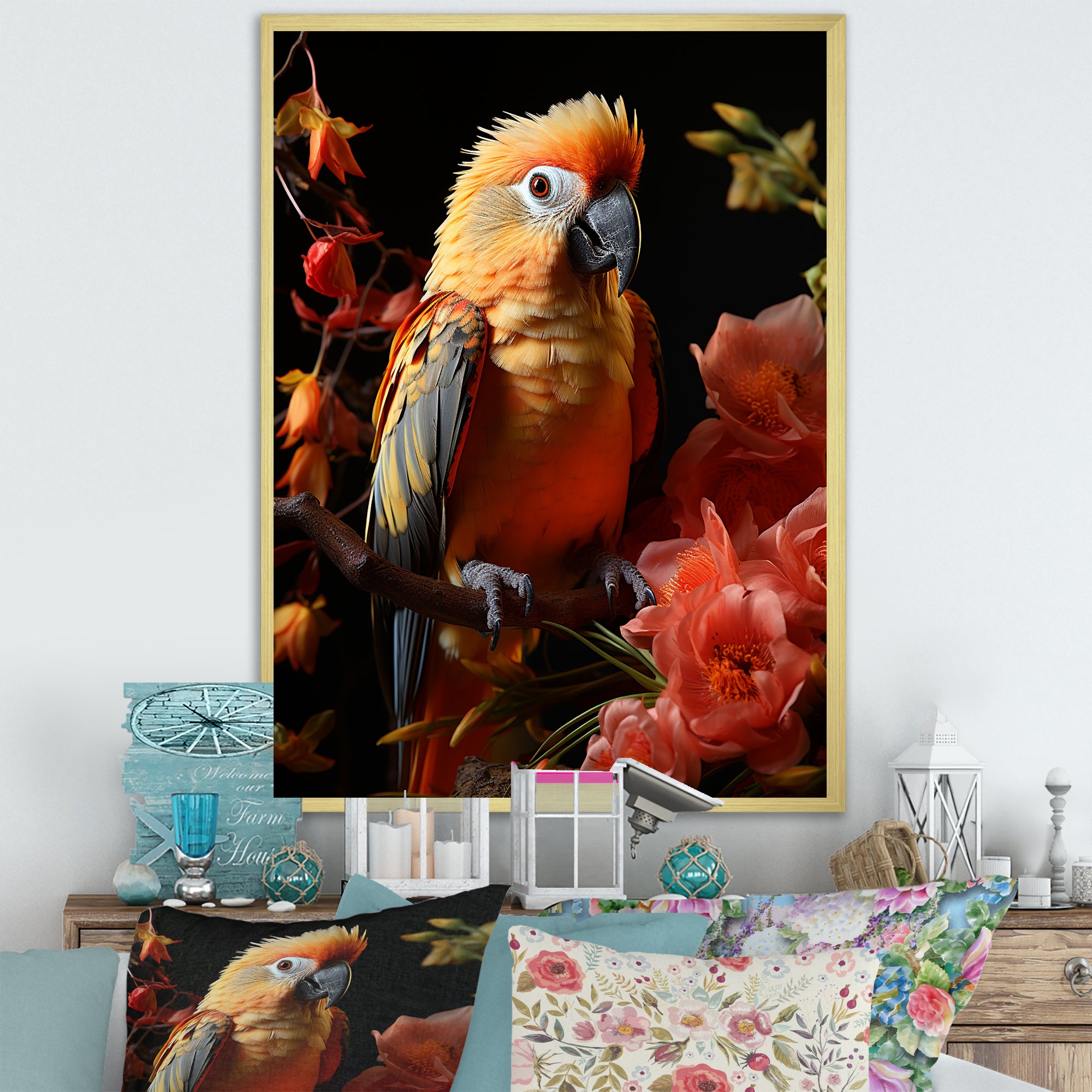 Parrot S Tropical Serenade - Parrot Living Room Wall Art