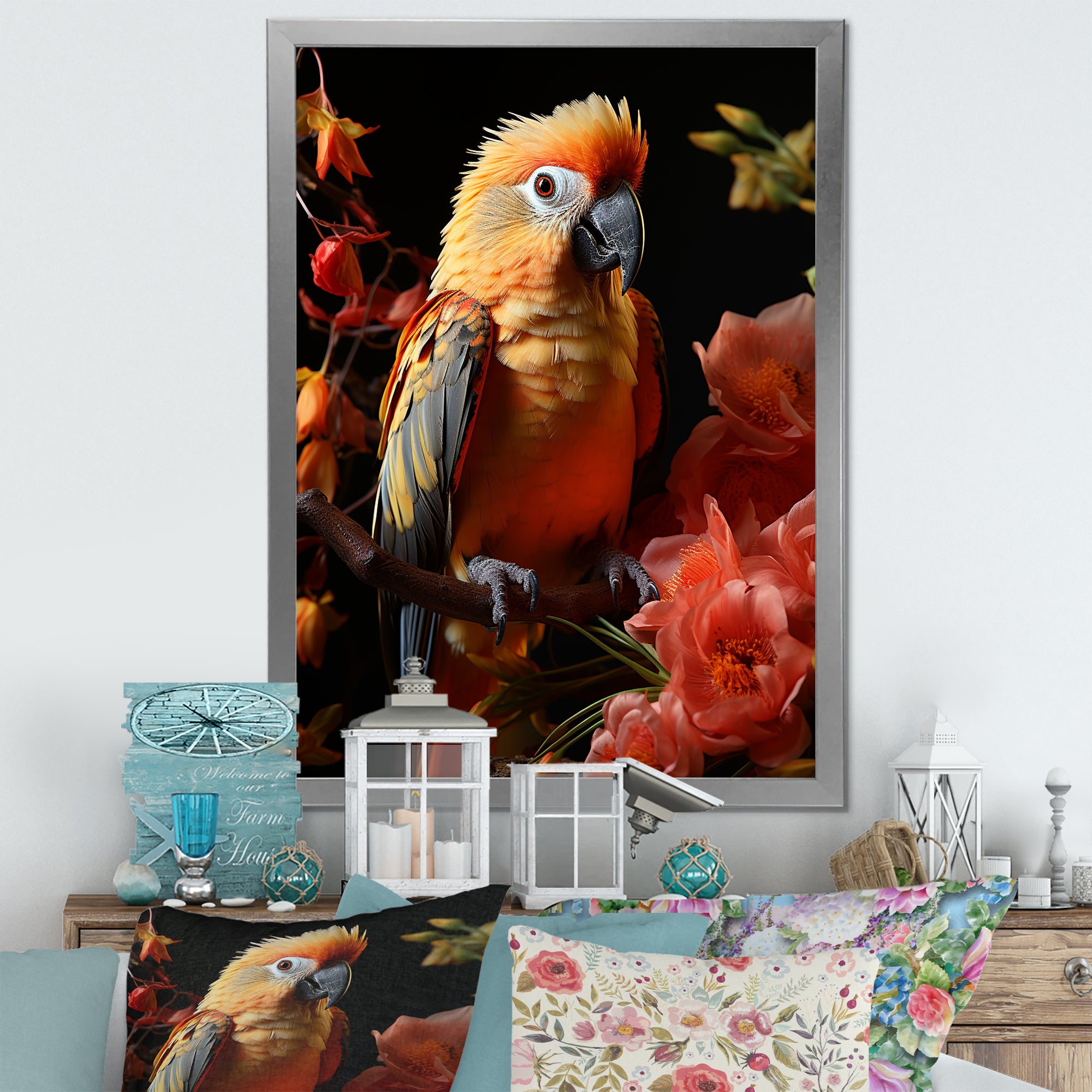 Parrot S Tropical Serenade - Parrot Living Room Wall Art