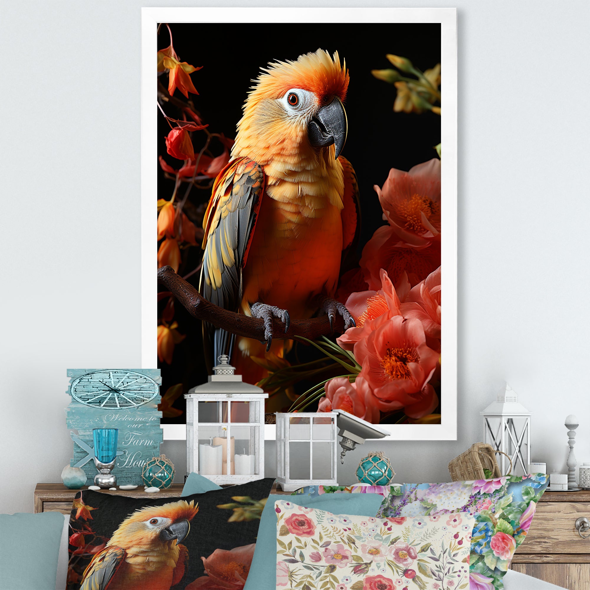 Parrot S Tropical Serenade - Parrot Living Room Wall Art