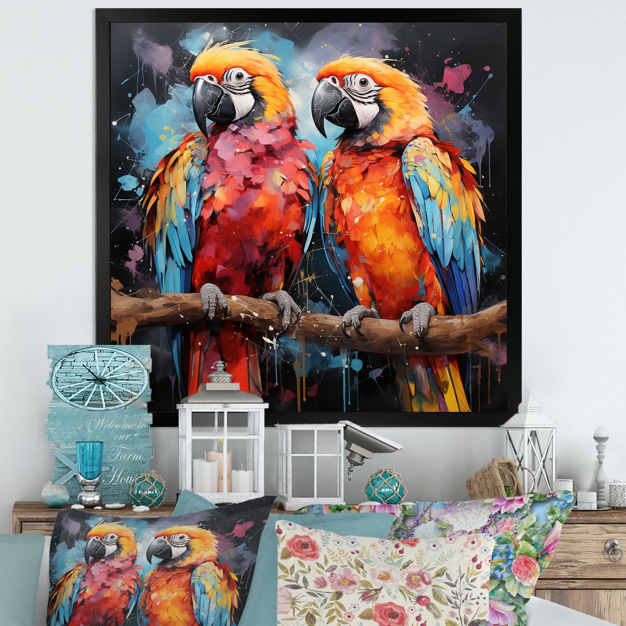 Vibrant Duets Parrot S - Parrot Wall Art Prints