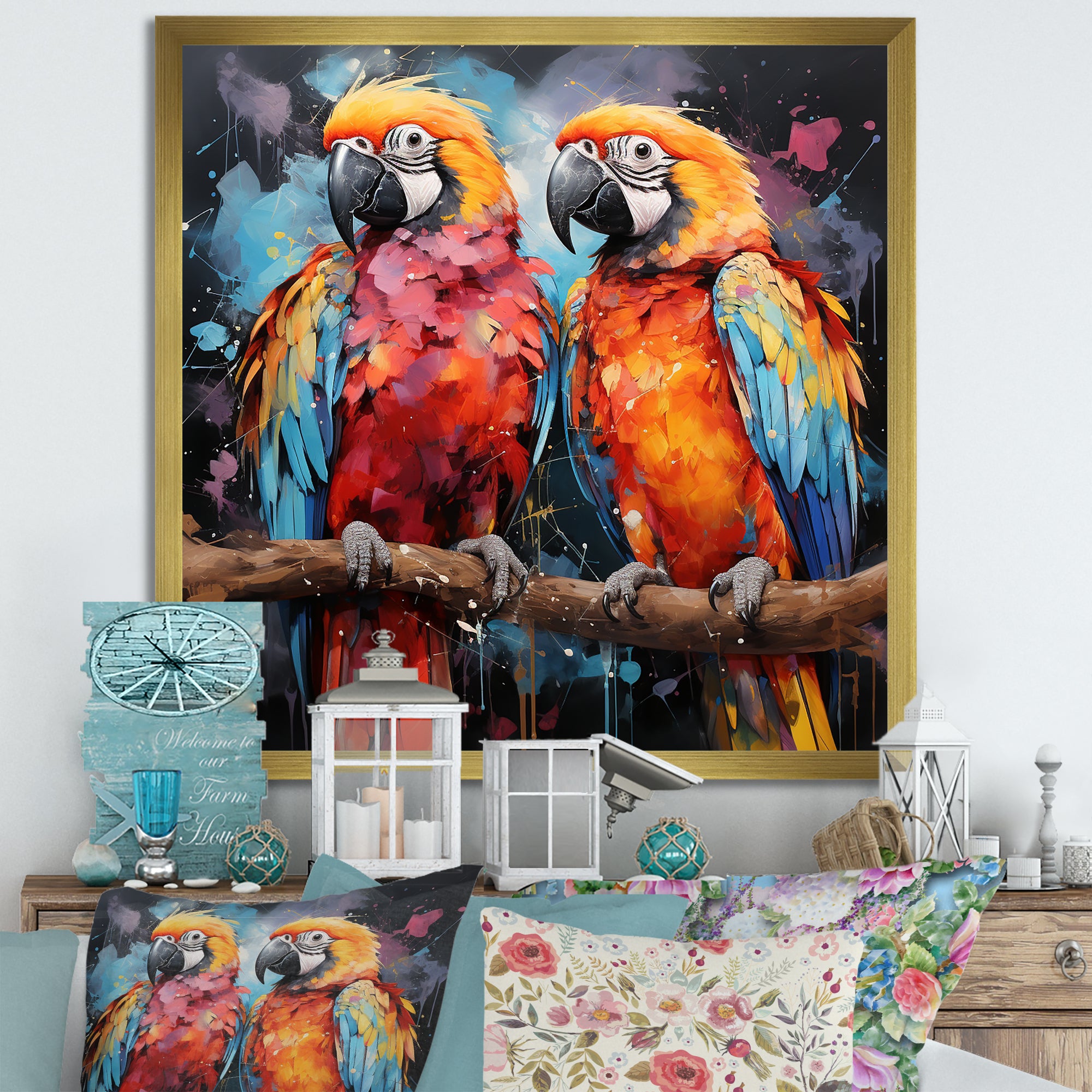 Vibrant Duets Parrot S - Parrot Wall Art Prints