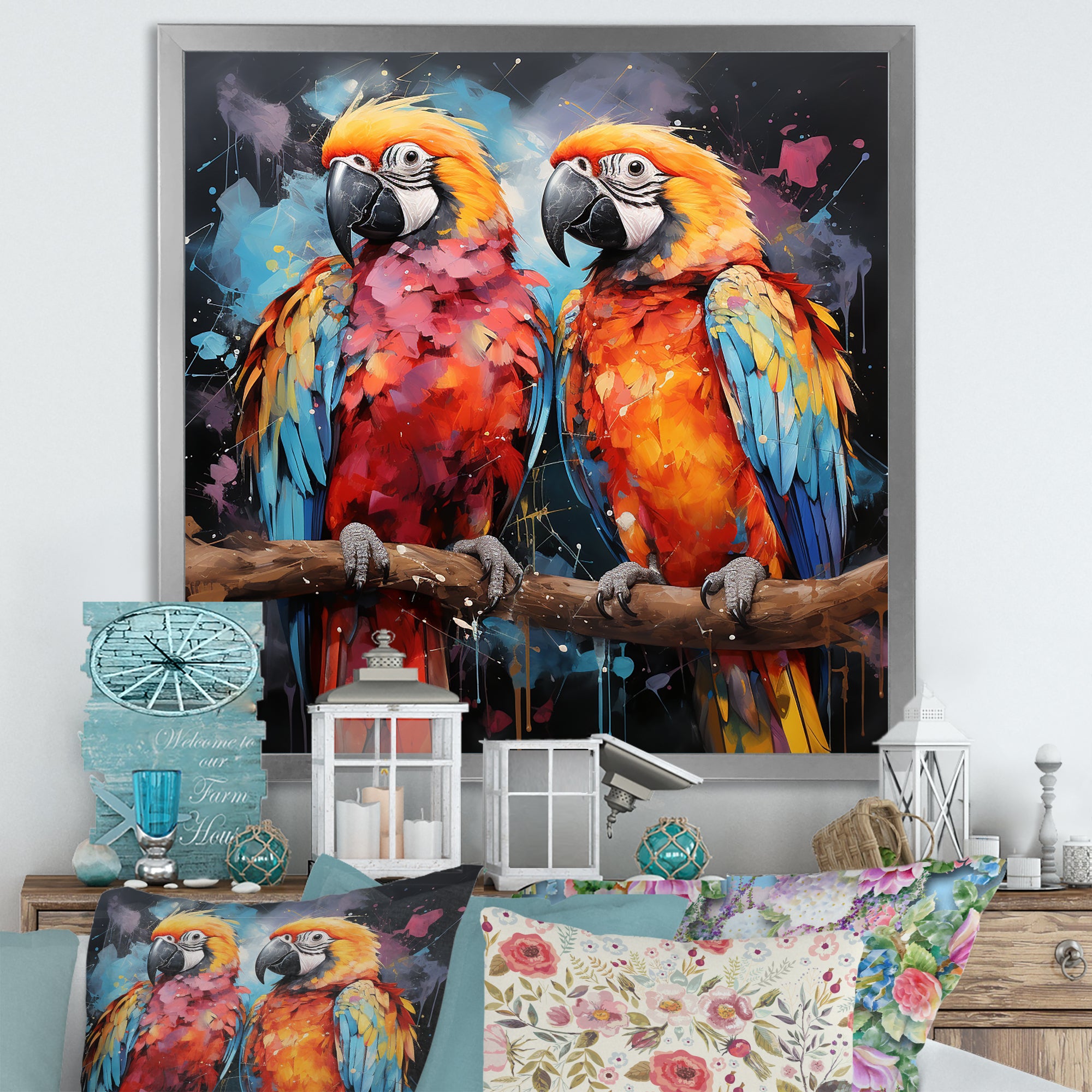 Vibrant Duets Parrot S - Parrot Wall Art Prints