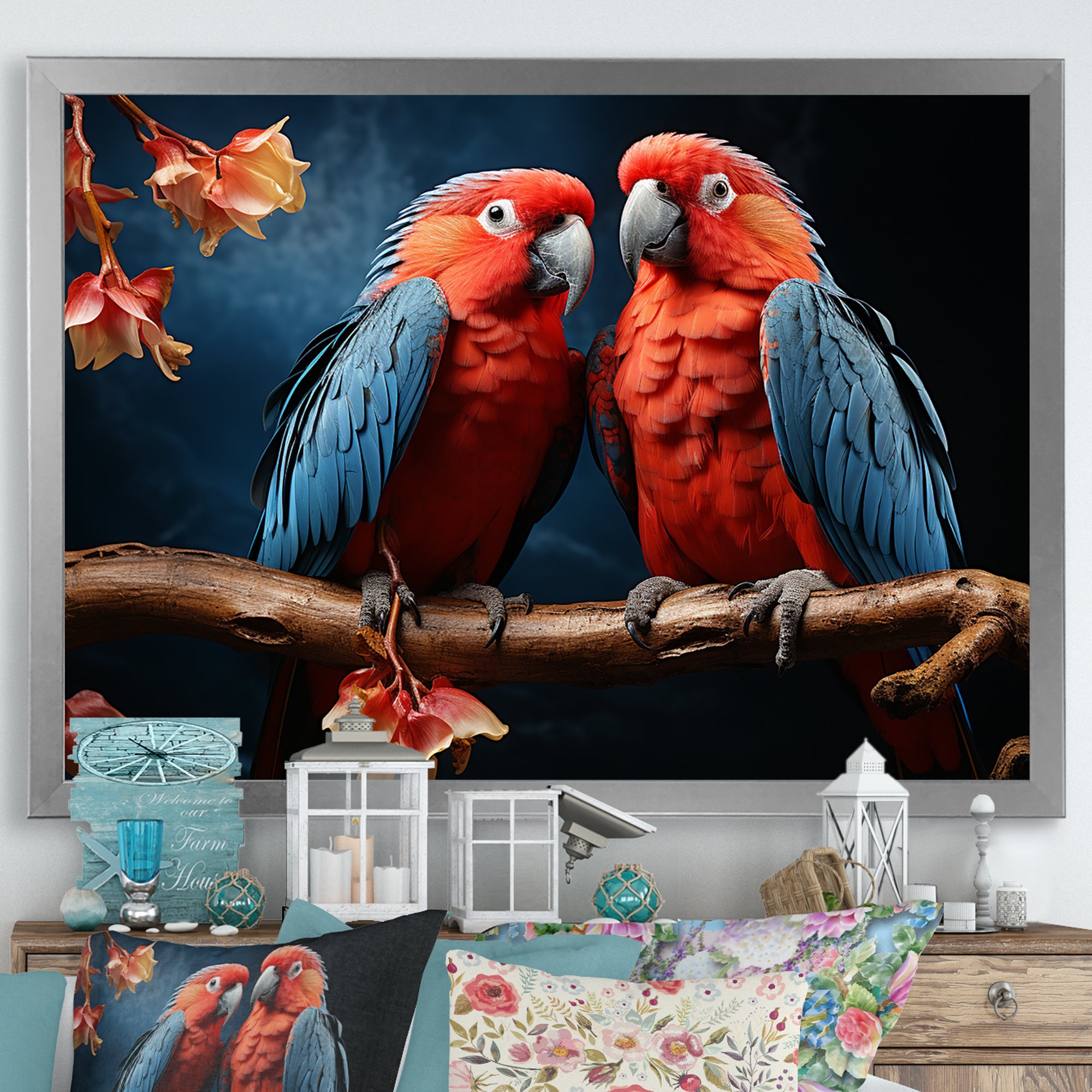Parrot S Vivid Conversations - Coral Parrot Wall Art
