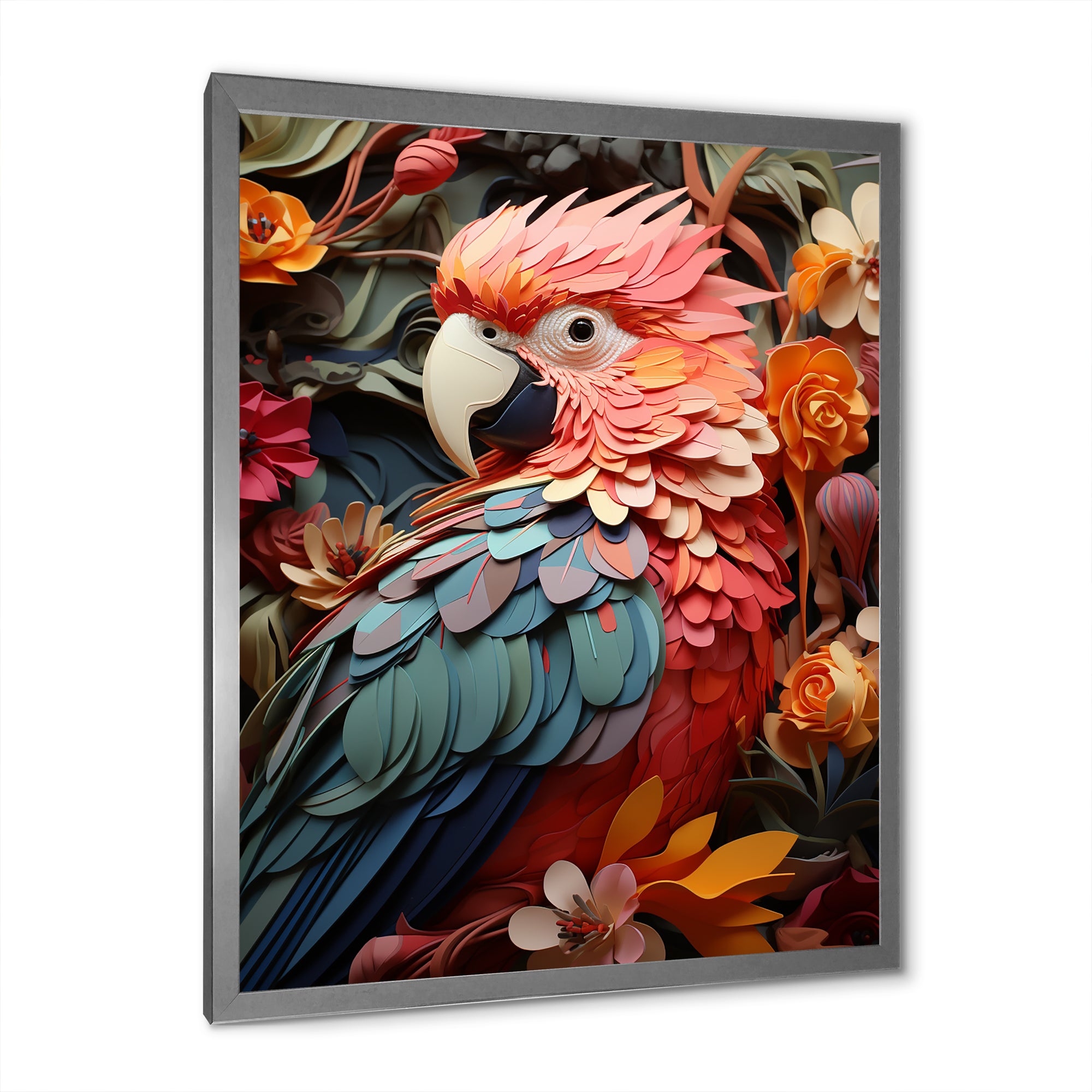 Parrot S Feathers Of The Tropics - Parrot Large Canvas Wall Art