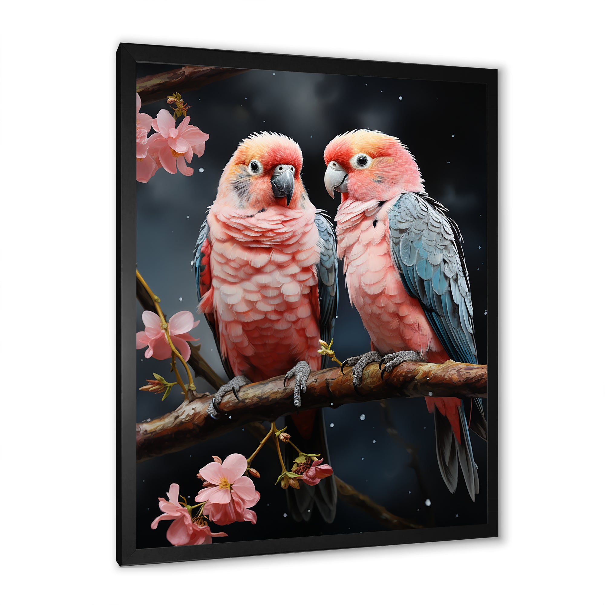 Whimsical Whispers Love Birds - Parrot Living Room Wall Art