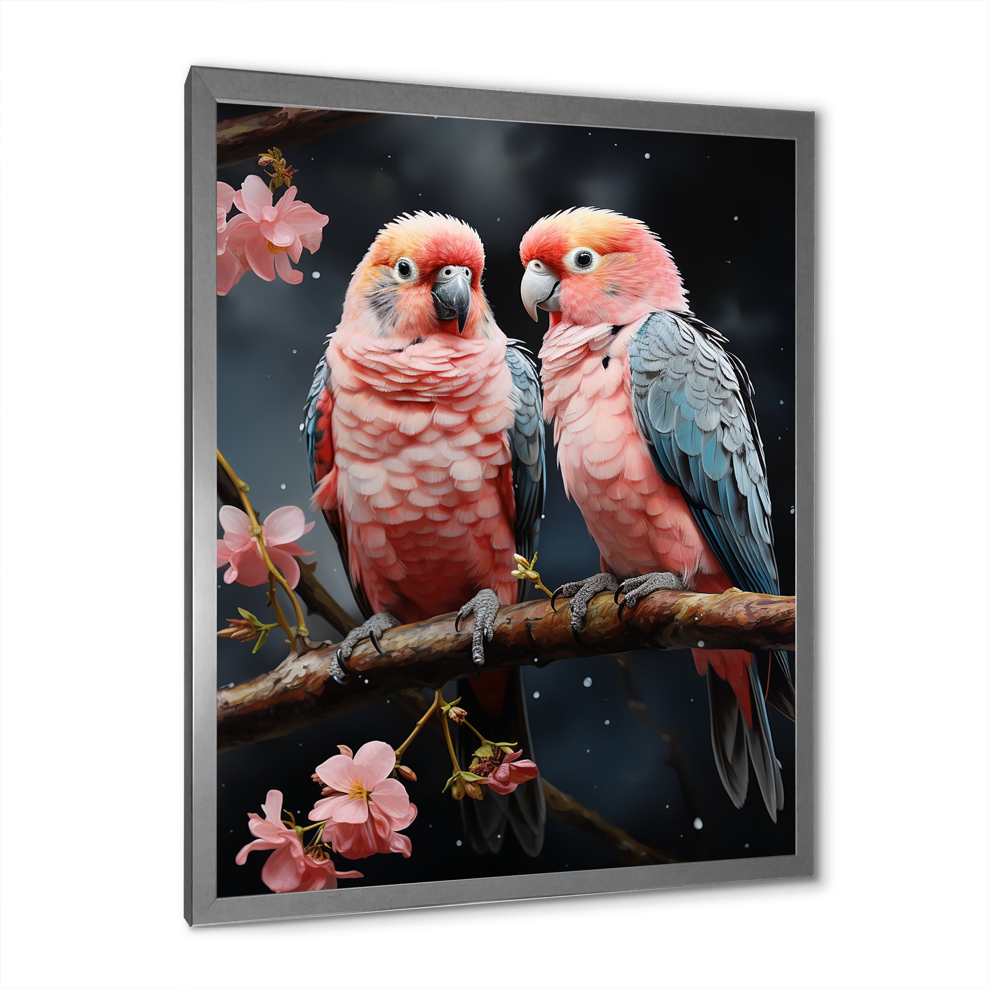 Whimsical Whispers Love Birds - Parrot Living Room Wall Art