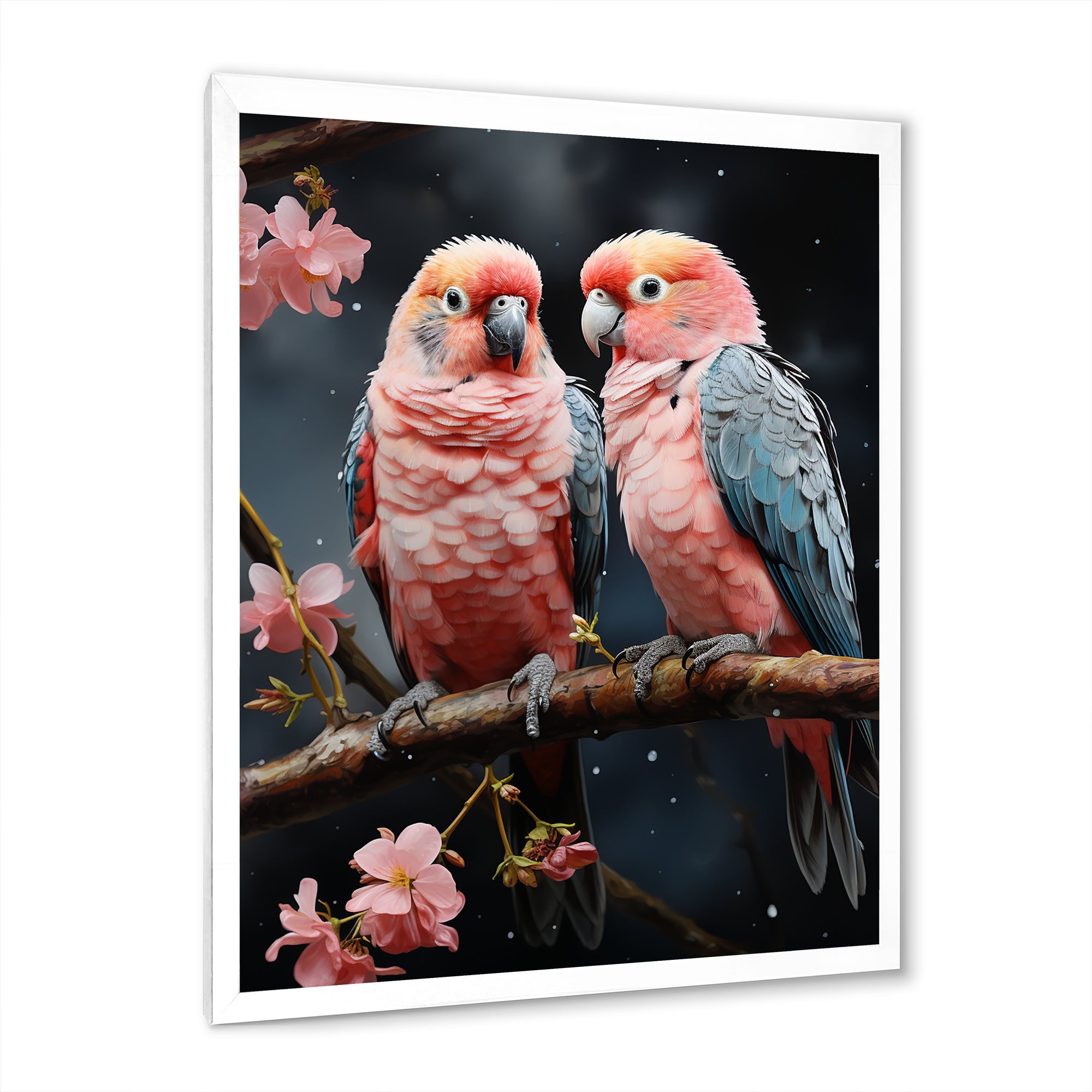 Whimsical Whispers Love Birds - Parrot Living Room Wall Art