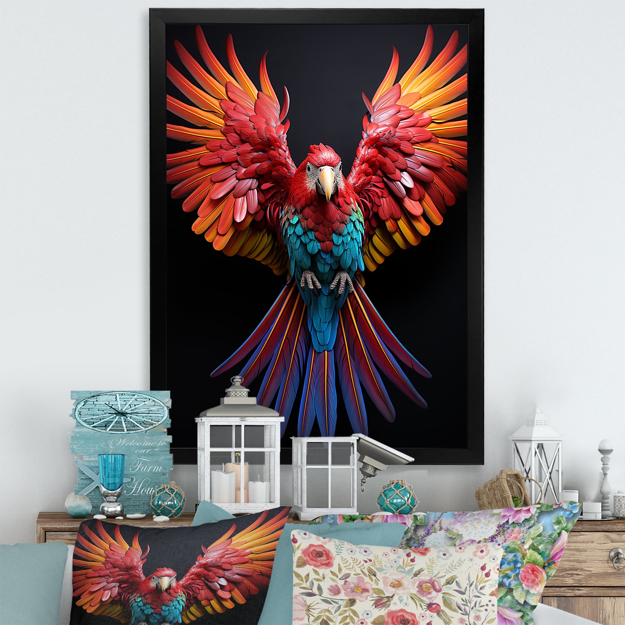 Parrot S Whimsical Wings - Parrot Canvas Wall Art