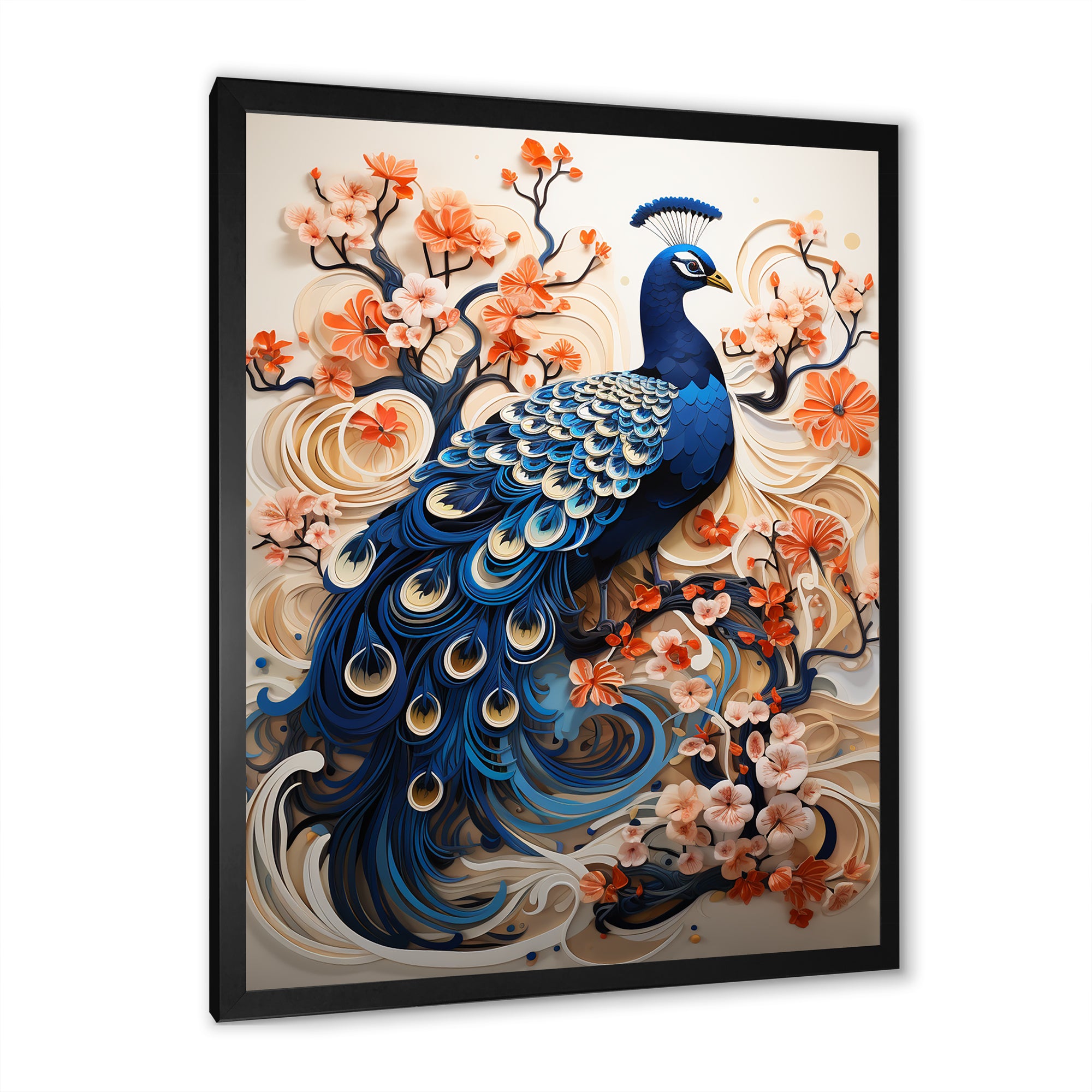 Flower Colors Of The Peacock - Blue Peacock Wall Art