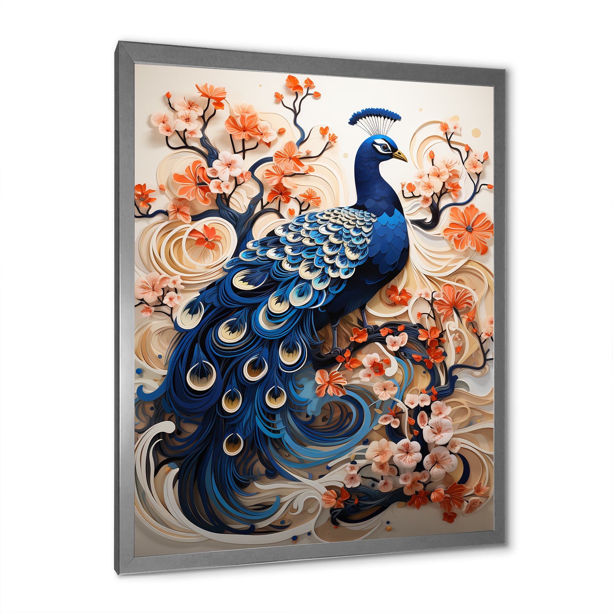 Flower Colors Of The Peacock - Blue Peacock Wall Art