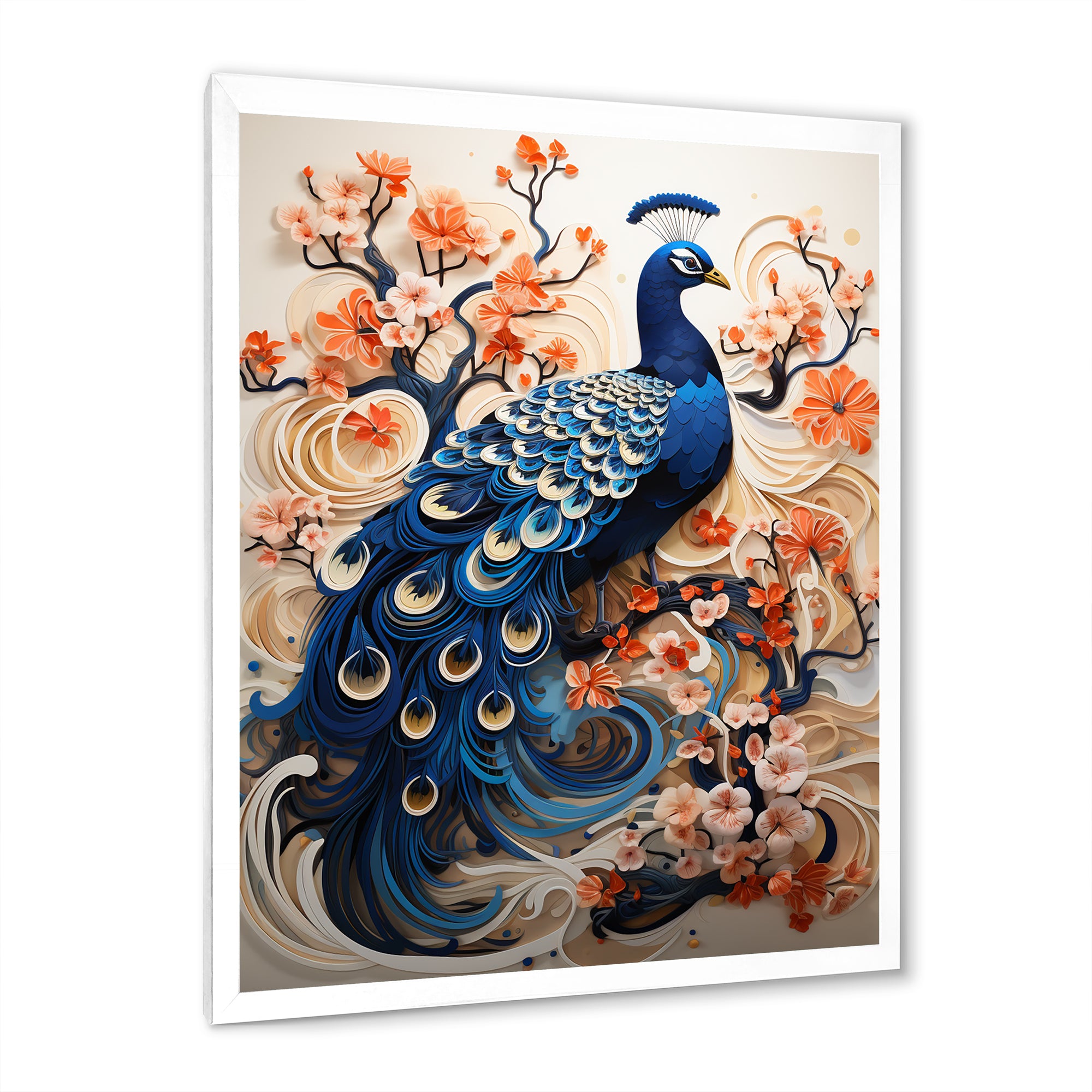Flower Colors Of The Peacock - Blue Peacock Wall Art