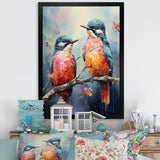 Blue And Coral Elegant Nature S Songbirds - Blue Bird Wall Art