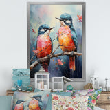 Blue And Coral Elegant Nature S Songbirds - Blue Bird Wall Art