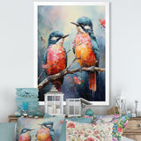 Blue And Coral Elegant Nature S Songbirds - Blue Bird Wall Art