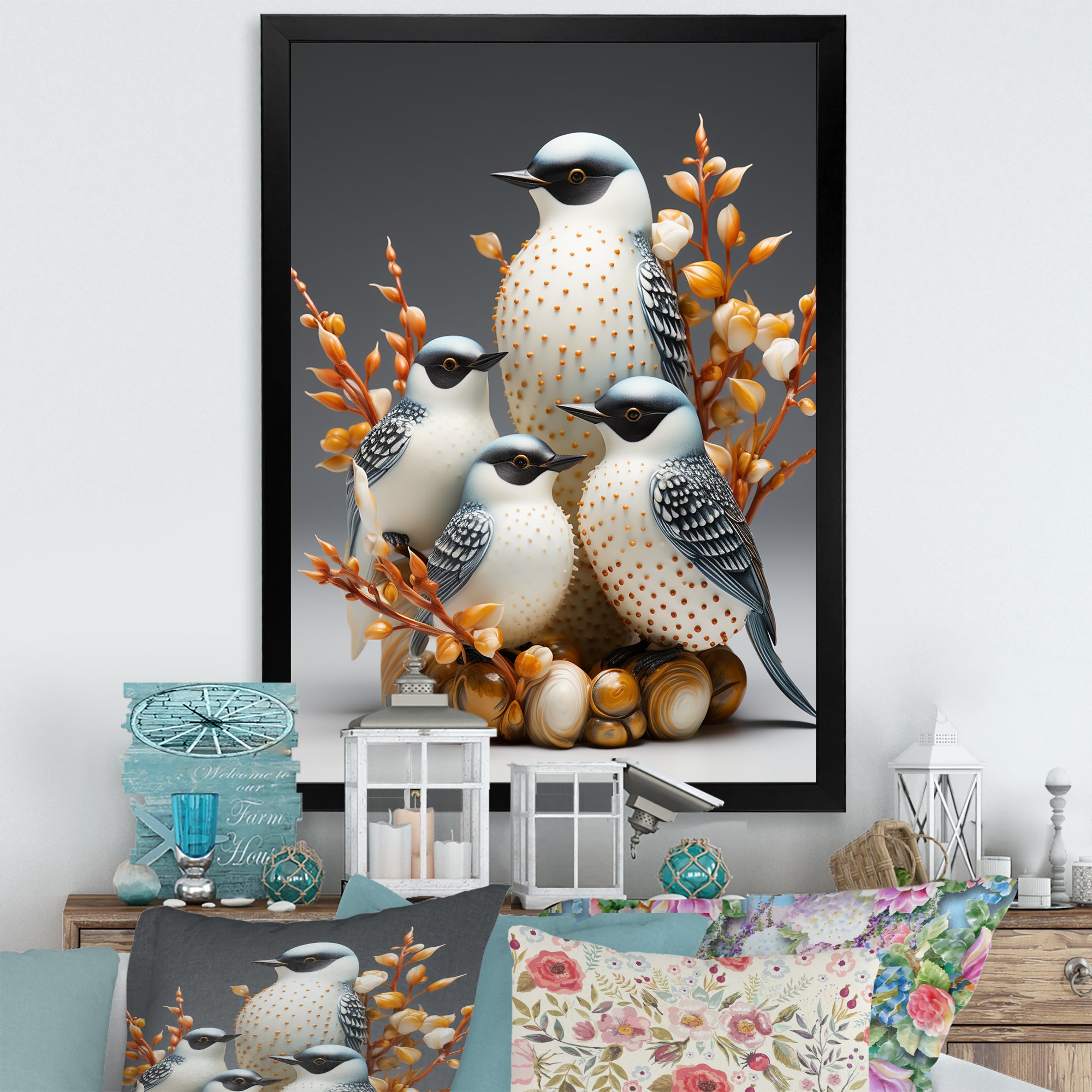 Frosty White Nature S Songbirds - Bird Wall Decor
