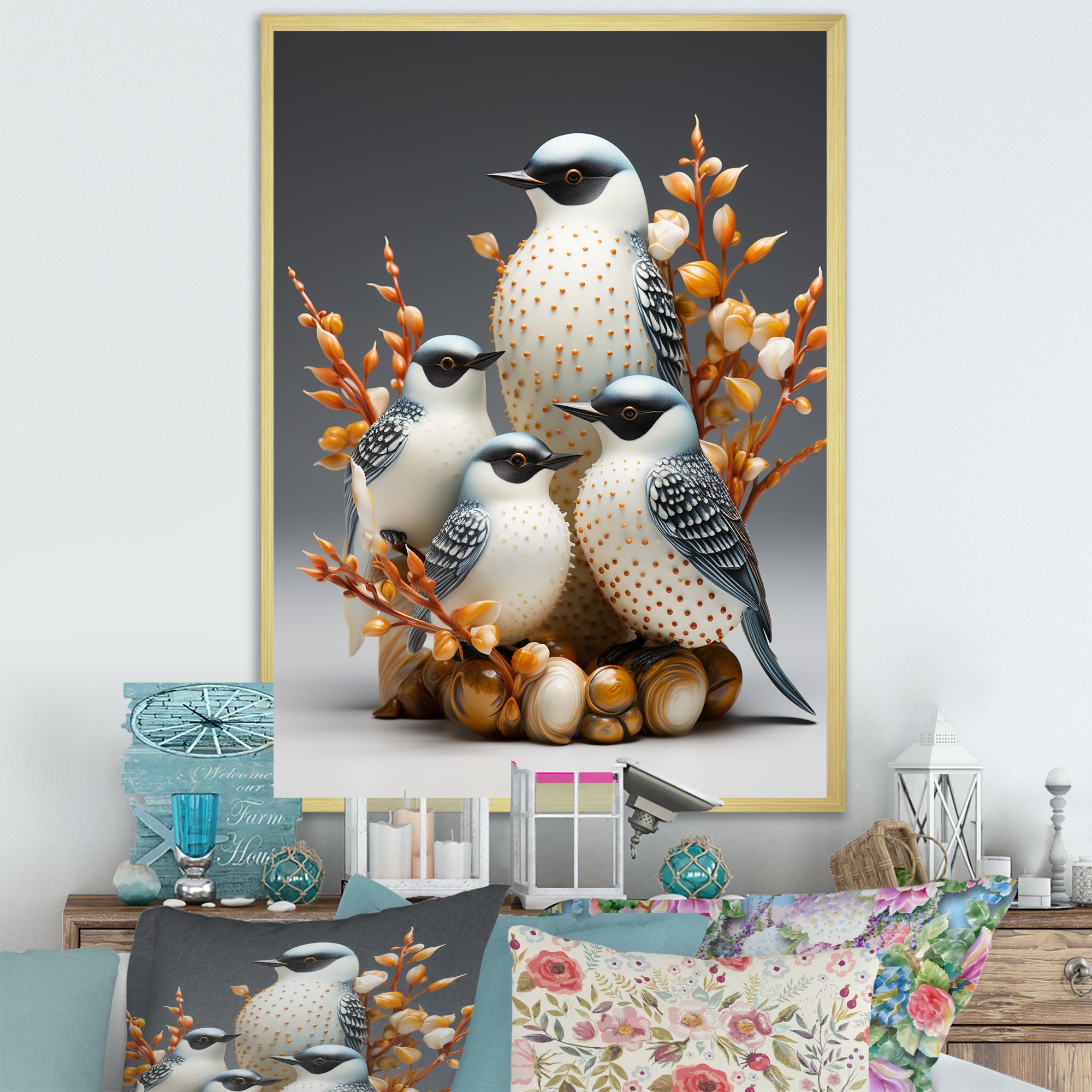 Frosty White Nature S Songbirds - Bird Wall Decor