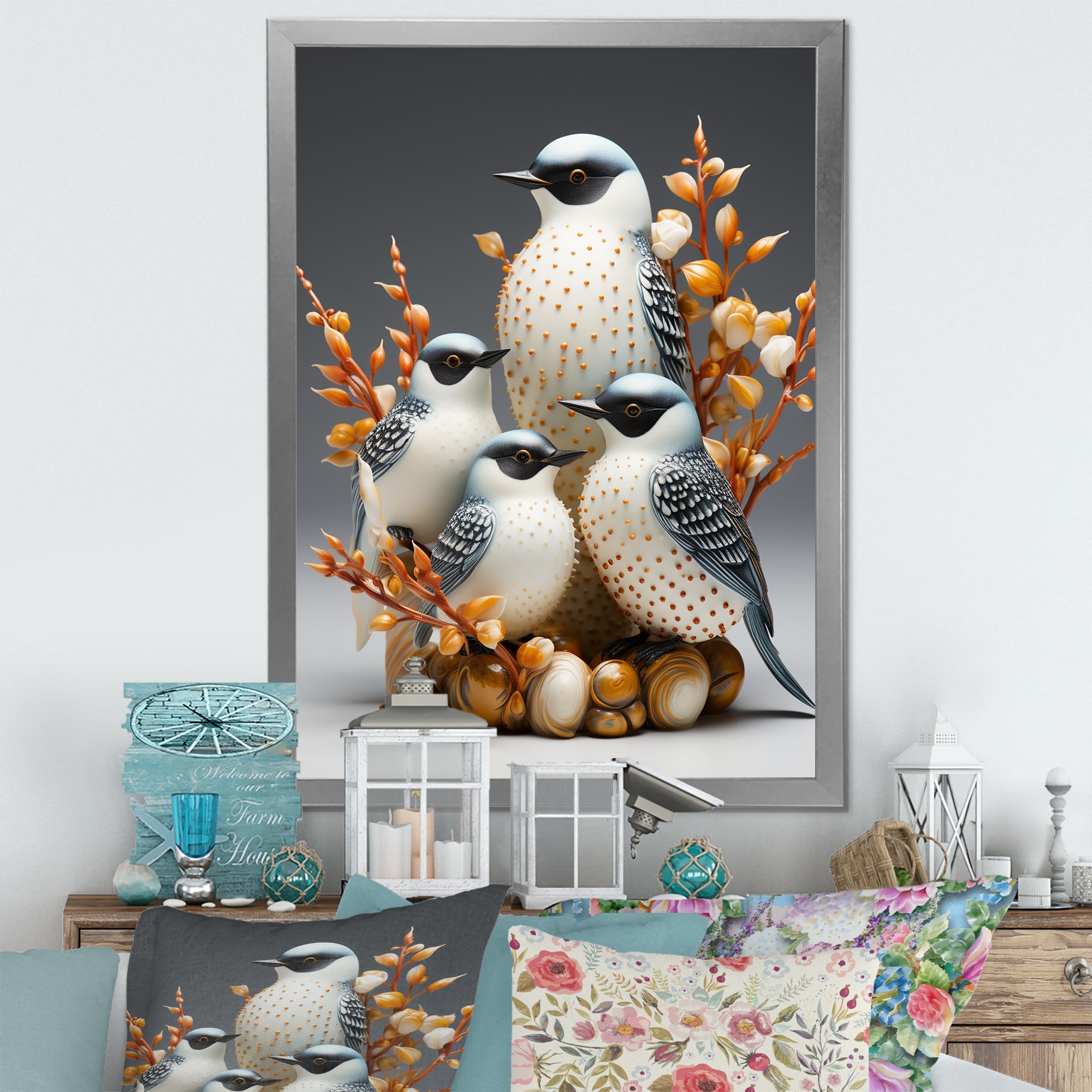 Frosty White Nature S Songbirds - Bird Wall Decor