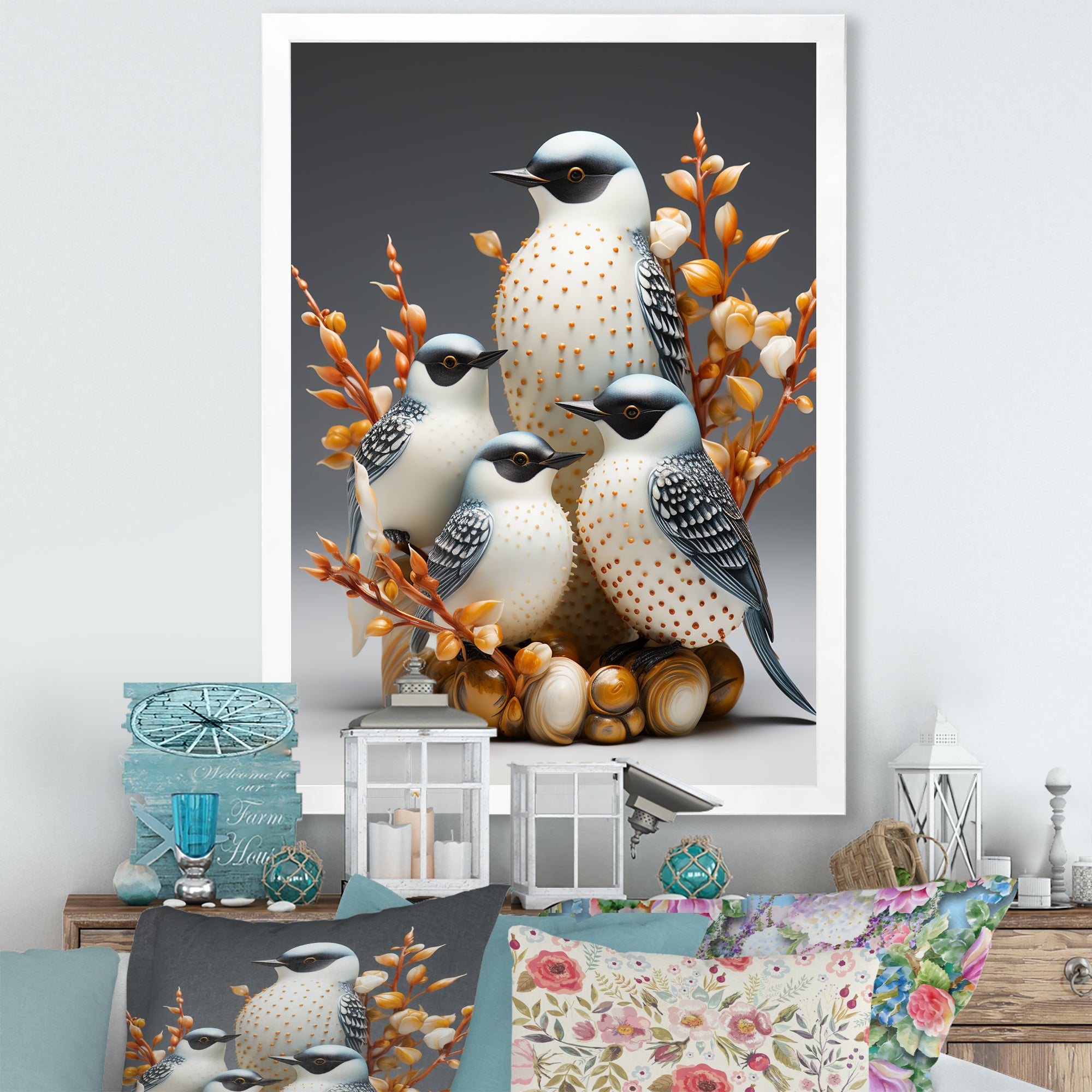 Frosty White Nature S Songbirds - Bird Wall Decor