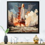 Modern Space Shuttle Launch - Rocketship Canvas Wall Art