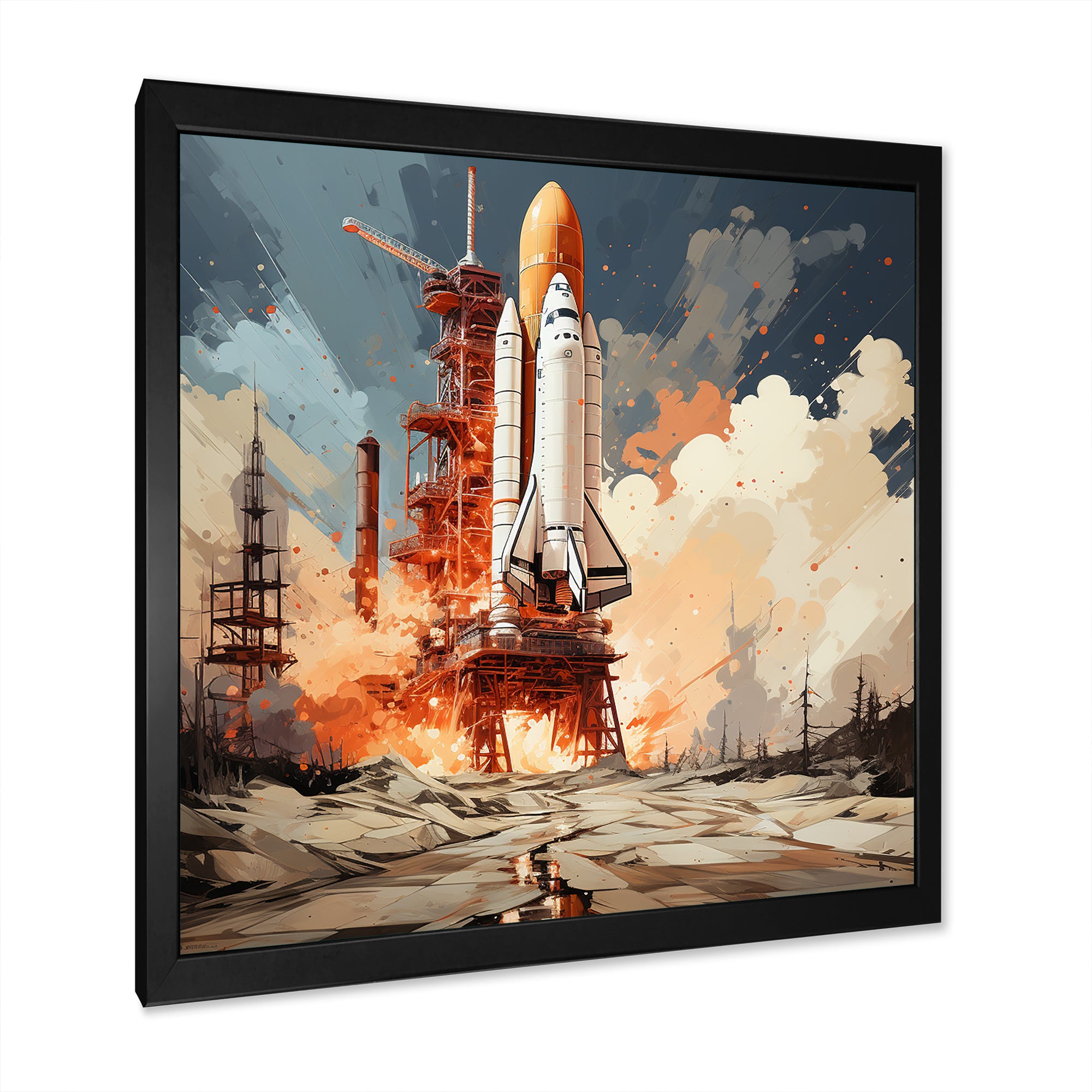Modern Space Shuttle Launch - Rocketship Canvas Wall Art