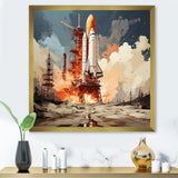 Modern Space Shuttle Launch - Rocketship Canvas Wall Art