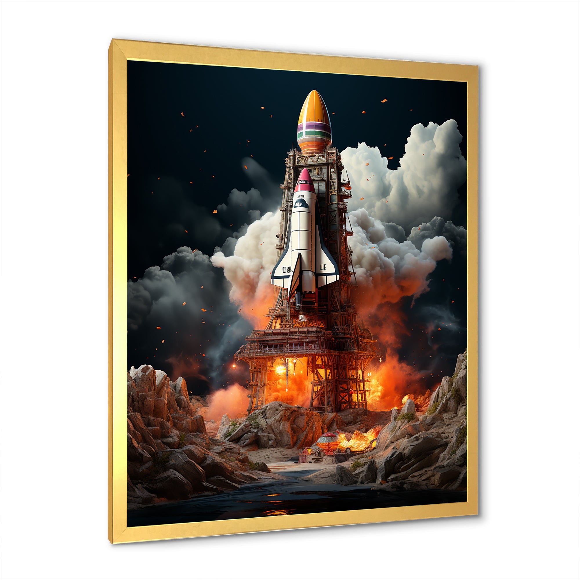Blastoff Space Shuttle Launch - Rocketship Canvas Wall Art