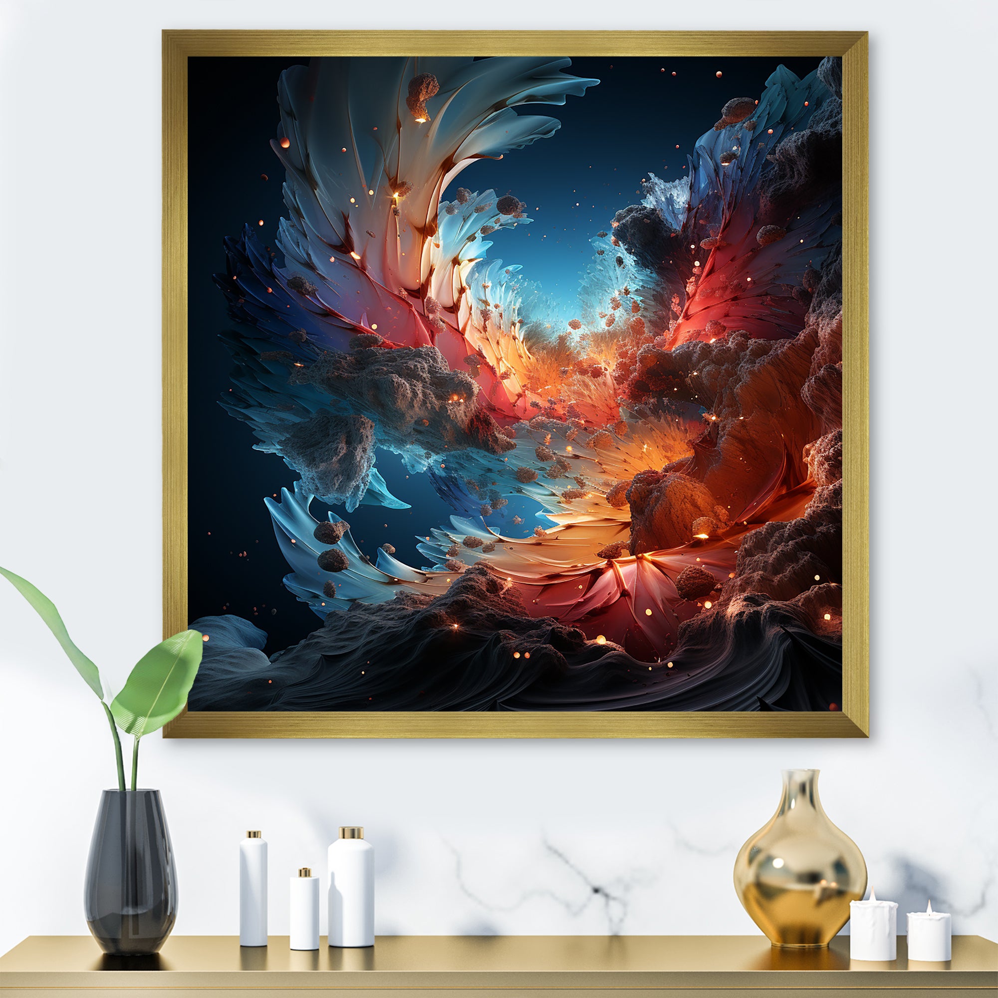 Expressionist Space Shuttle Burst - Rocketship Canvas Wall Art