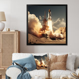 Vintage Expressionist Rocketship Burst - Rocketship Canvas Wall Art