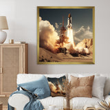 Vintage Expressionist Rocketship Burst - Rocketship Canvas Wall Art