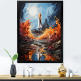 Impressionist Cosmic Rocket Ship Voyage - Rocketship Canvas Wall Art