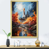Impressionist Cosmic Rocket Ship Voyage - Rocketship Canvas Wall Art