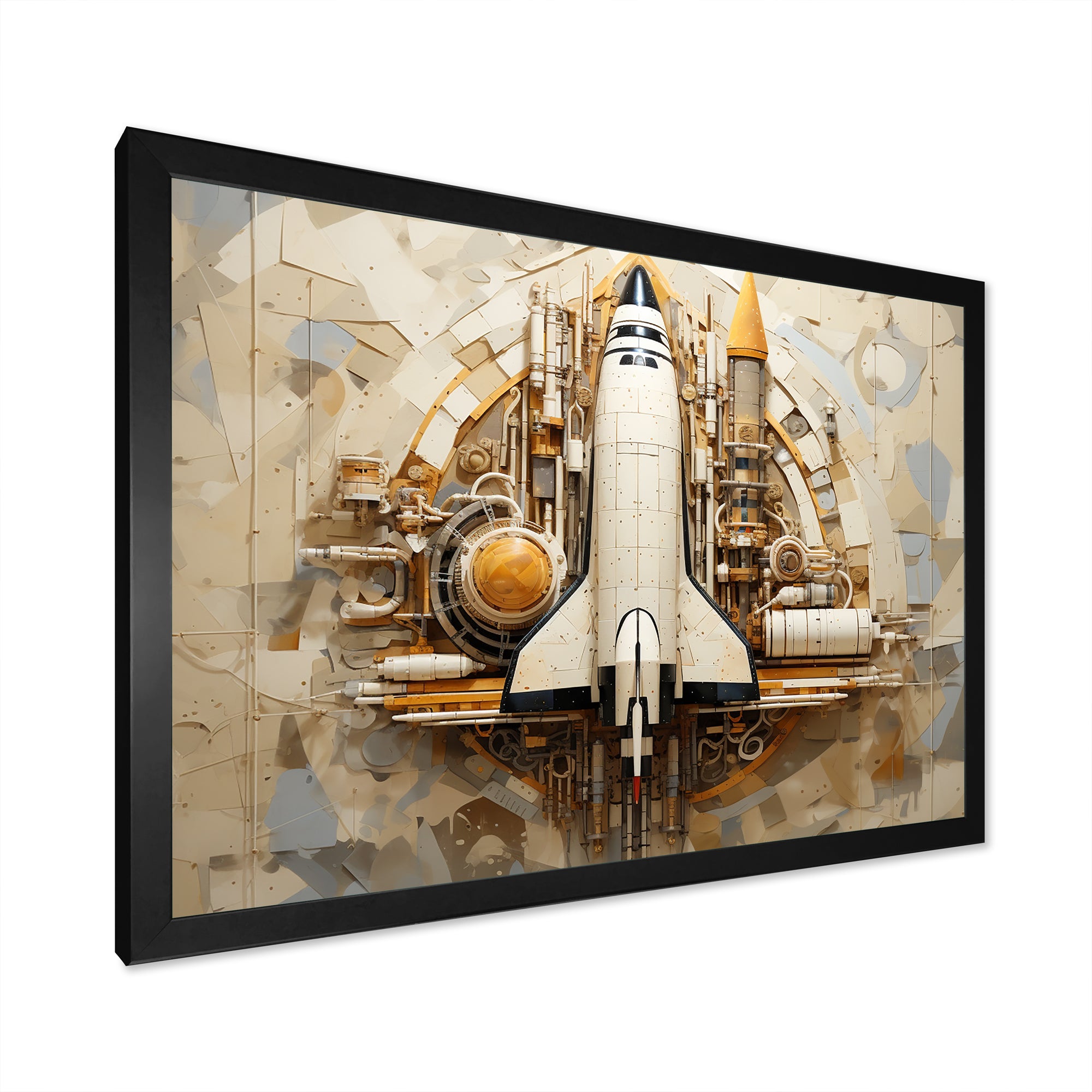 Vintage Cosmic Space Shuttle Voyage - Rocketship Canvas Wall Art