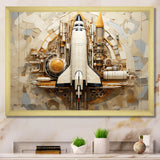 Vintage Cosmic Space Shuttle Voyage - Rocketship Canvas Wall Art