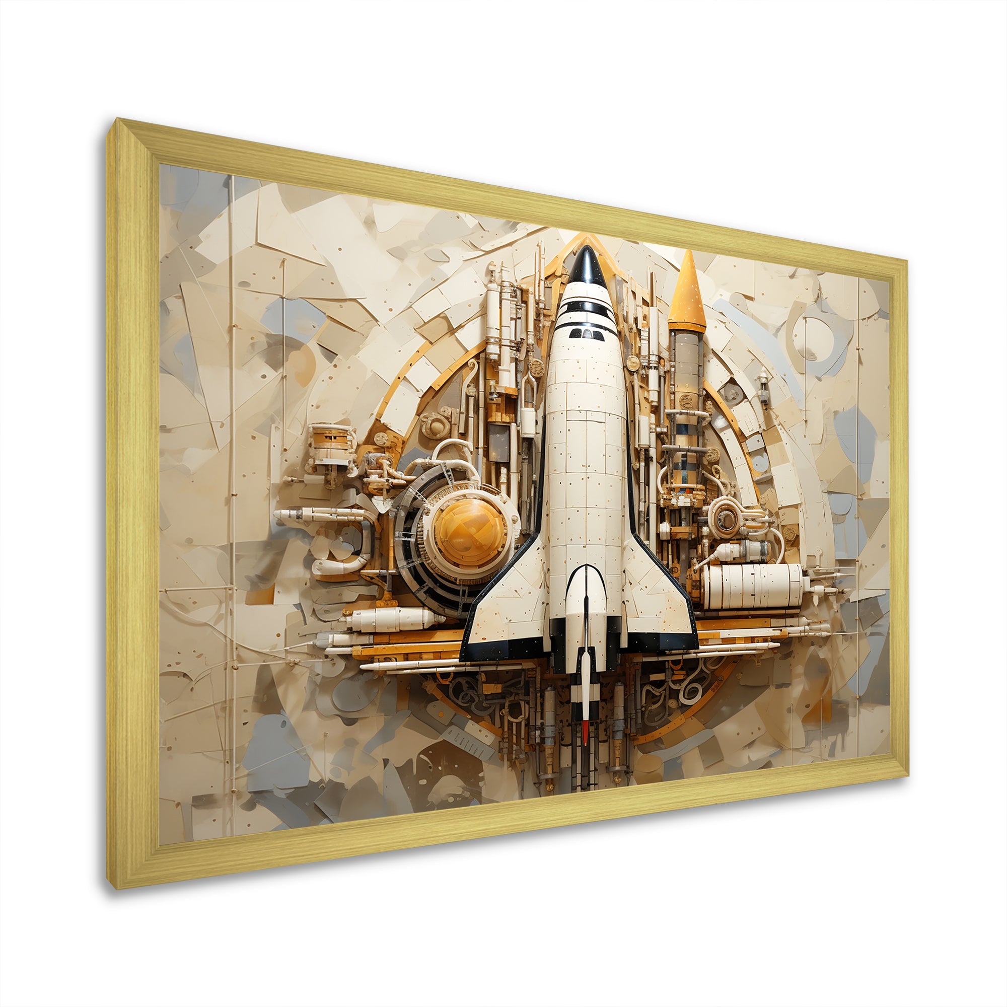 Vintage Cosmic Space Shuttle Voyage - Rocketship Canvas Wall Art