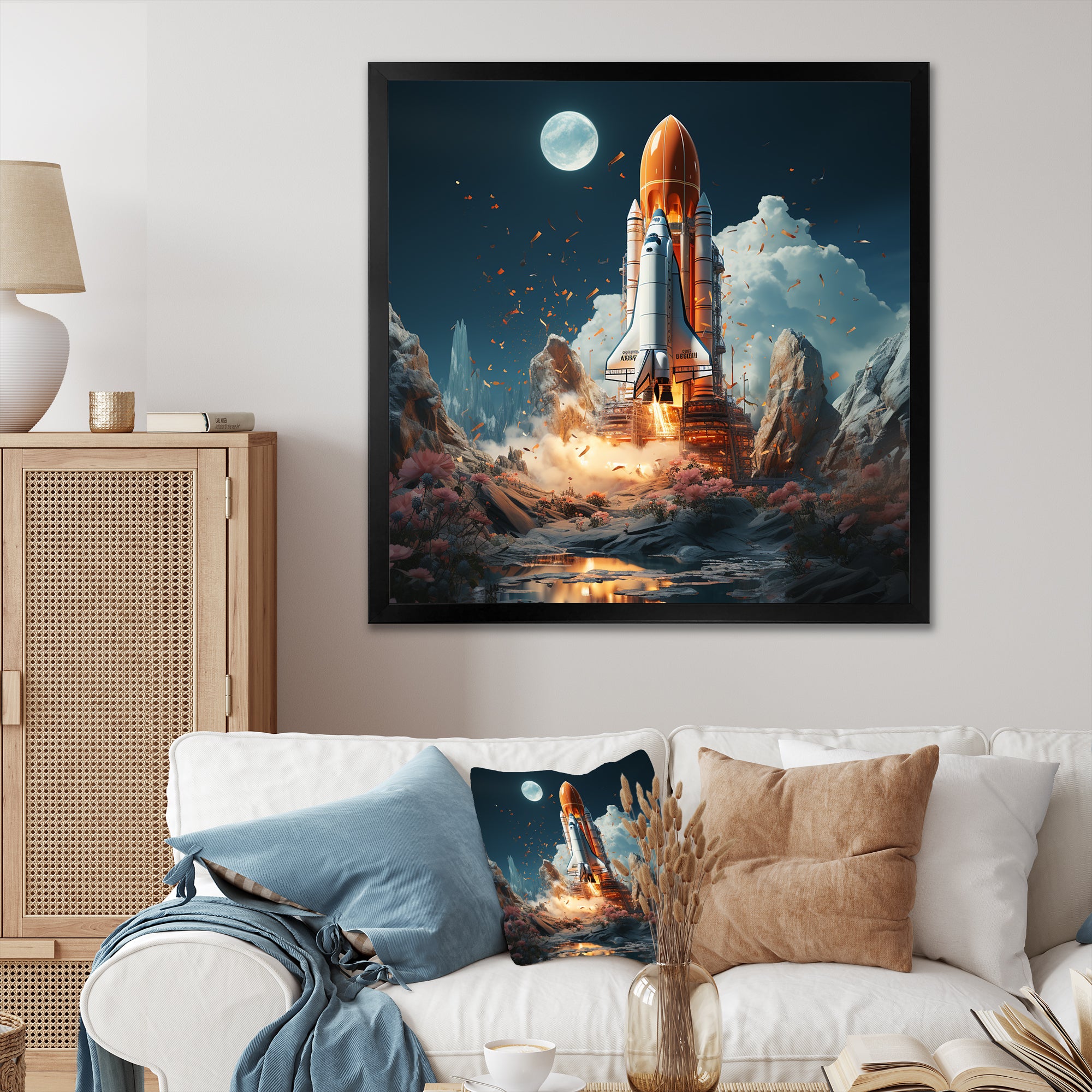 Rocketship Cosmic Odyssey - Rocketship Canvas Wall Art