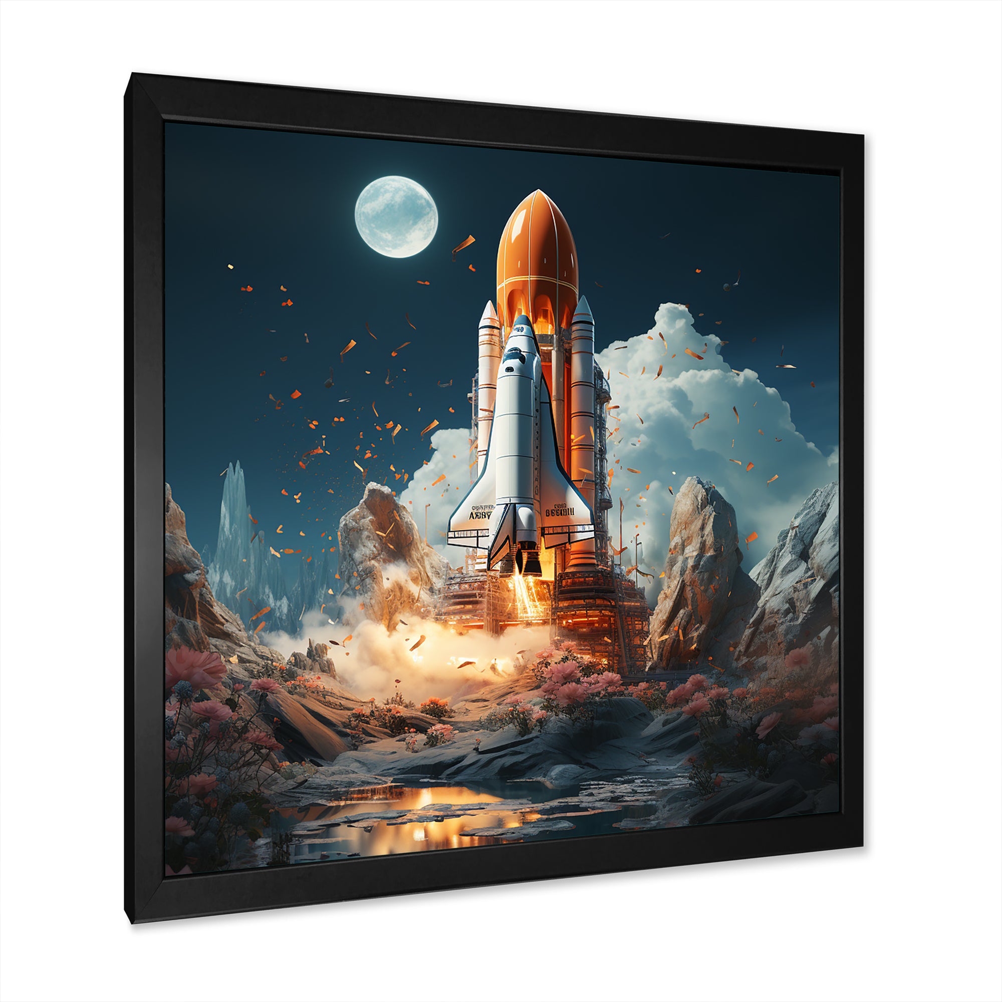 Rocketship Cosmic Odyssey - Rocketship Canvas Wall Art