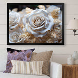 White And Gold Rose Passion - Floral Canvas Wall Art