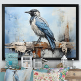 Grey And Blue Majestic Bird - Bird Framed Canvas Art