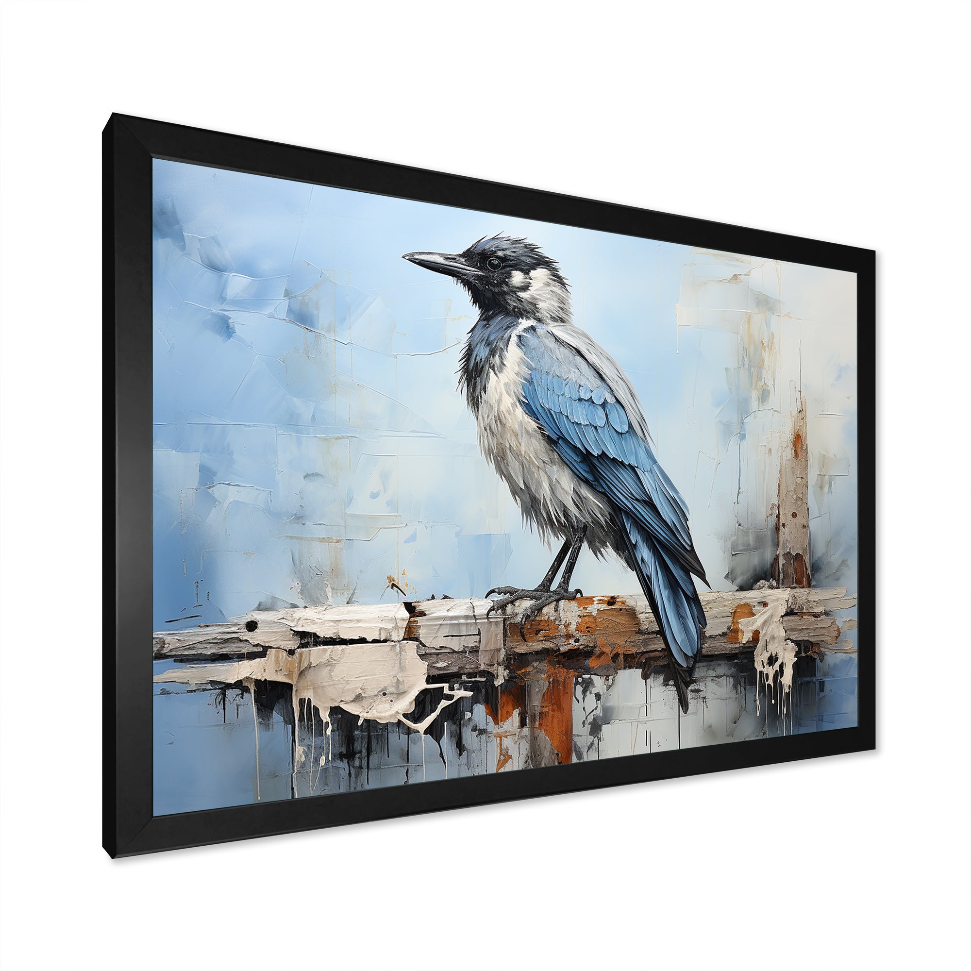 Grey And Blue Majestic Bird - Bird Framed Canvas Art
