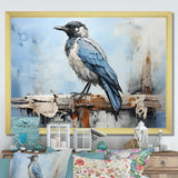 Grey And Blue Majestic Bird - Bird Framed Canvas Art