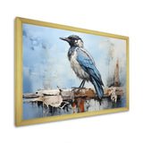 Grey And Blue Majestic Bird - Bird Framed Canvas Art