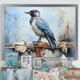 Grey And Blue Majestic Bird - Bird Framed Canvas Art