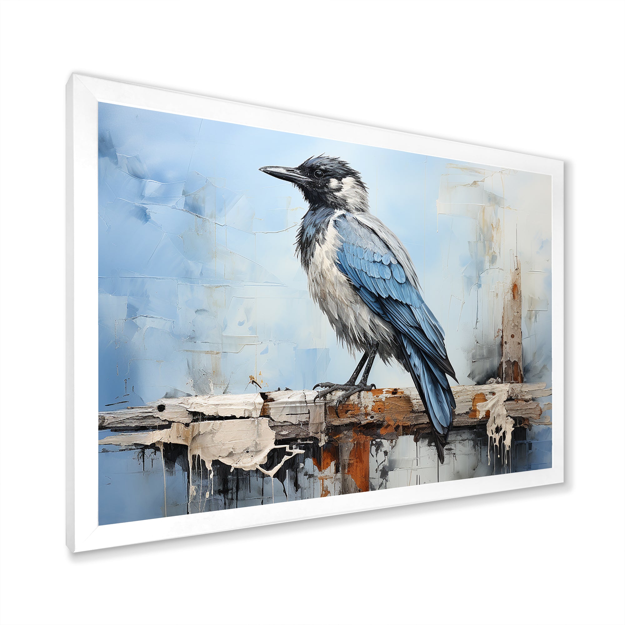 Grey And Blue Majestic Bird - Bird Framed Canvas Art