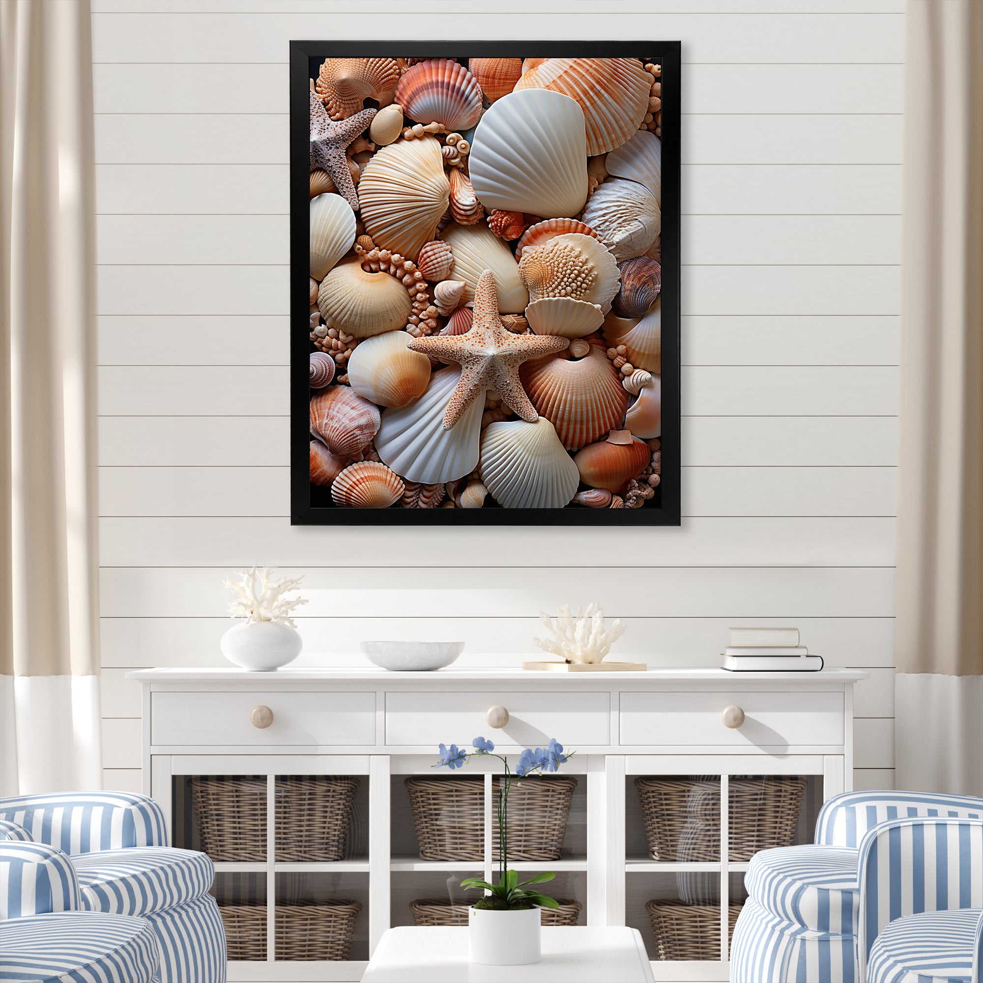 Classic Seashells By The Sea - Seashell Large Canvas Wall Art